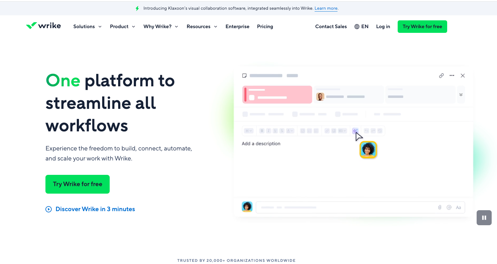 Screenshot of Wrike's website